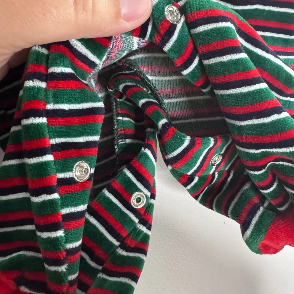 OshKosh Baby Christmas Teddy Bear Stocking Velour Footed Sleeper 0-3M Vintage